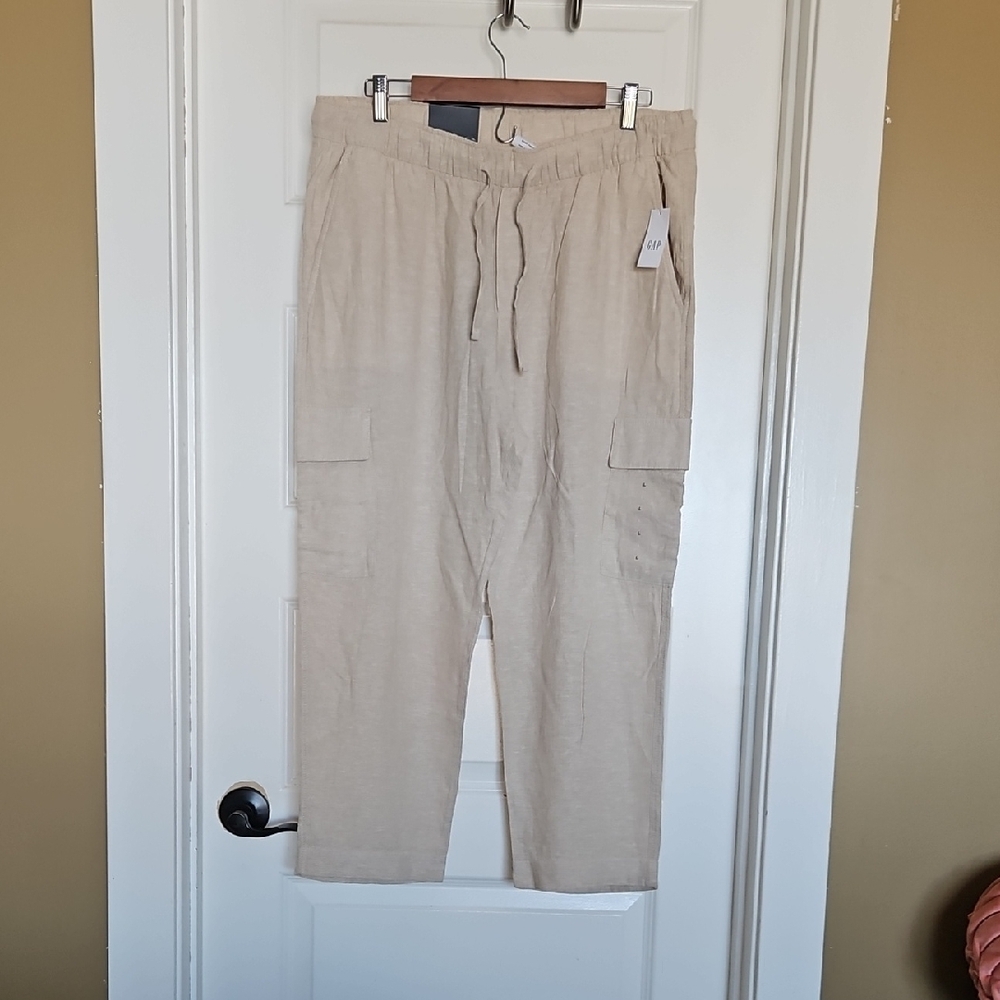 Women's Beige Casual Linen Pants